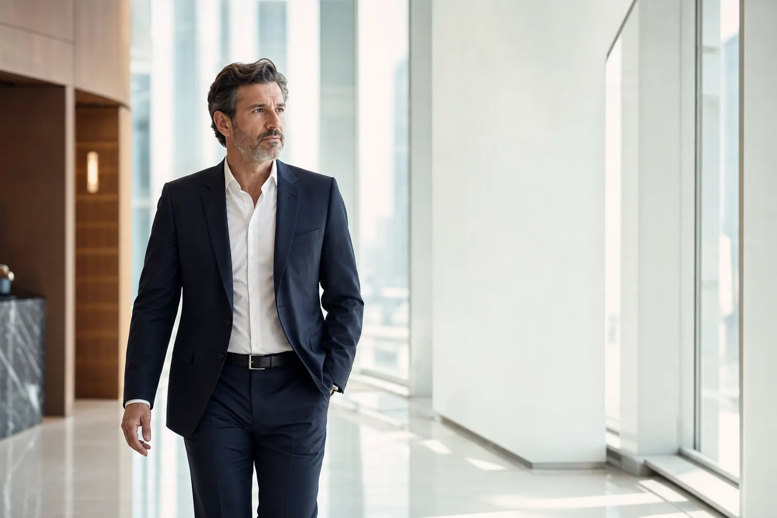 A senior COO reviewing the work in a calm Vancouver boardroom